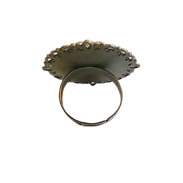 Δαχτυλίδι στρόγγυλο σε μπρούντζινη βάση με χρυσή κυψέλη - γυαλί, μπρούντζος, μεγάλα, αυξομειούμενα, φθηνά - 3