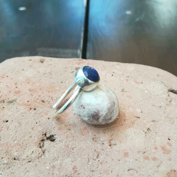 Ασημένιο δαχτυλίδι με ημιπολύτιμη πέτρα λάπις λάζουλι - ασήμι, μικρά, αυξομειούμενα - 2