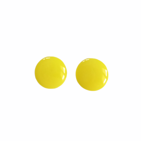 Σκουλαρίκια καρφωτά στρογγυλά κίτρινα από υγρό γυαλί. - γυαλί, καρφωτά, μικρά, ατσάλι, φθηνά