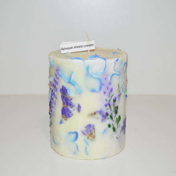 Χειροποίητο αρωματικό κερί σόγιας με άρωμα nivea cream - λουλούδια, χειροποίητα, αρωματικά κεριά, κερί σόγιας