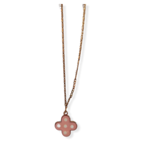 Baby pink cross in gold necklace - charms, σταυρός, ατσάλι, κοντά