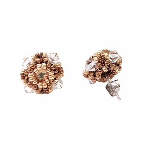 Σκουλαρίκια καρφάκι με κρύσταλλα Swarovski και seed beads - βραδυνά, κοντά, καρφωτά, μικρά - 2