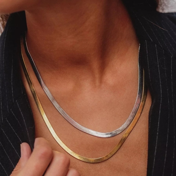 Locker Stainless steel snake necklace - κοντά, ατσάλι, boho - 2