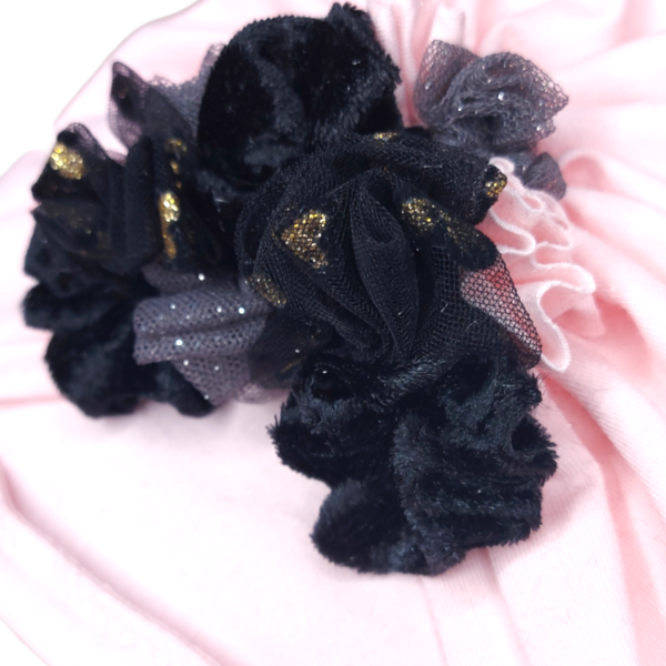 Τουρμπάνι ροζ με μαύρο - τουρμπάνι, turban - 2