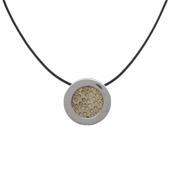 Γυναικείο ασημένιο χειροποίητο κολιέ μενταγιόν ασημί -χρυσό - ασήμι 925, κοντά, επιπλατινωμένα, επιχρυσωμένο στοιχείο, μενταγιόν - 3