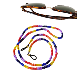 Κορδόνι για γυαλιά με πολύχρωμες χάντρες ουράνιο τόξπ - χειροποίητα, χάντρες, ουράνιο τόξο, απαραίτητα καλοκαιρινά αξεσουάρ, κορδόνια γυαλιών - 2