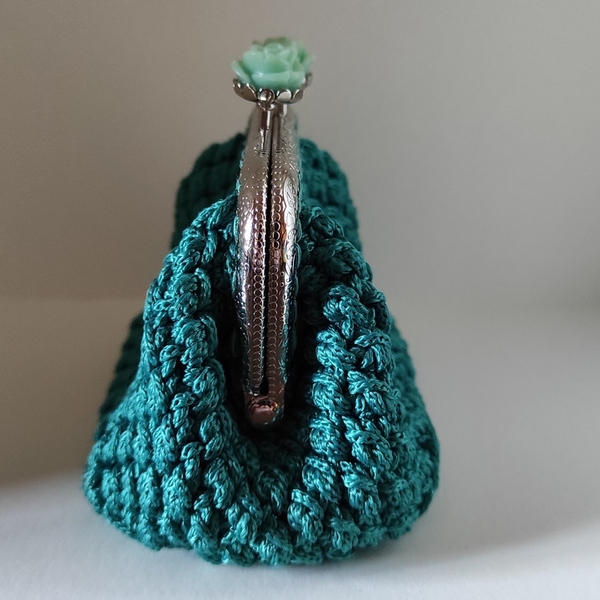 Πορτοφόλι με κούμπωμα, crochet βελονάκι, χειροποίητο κλειδαριά φιλί - πορτοφόλια κερμάτων - 5