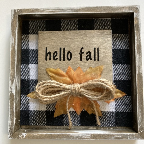 Ξυλινο φθινοπωρινο Διακοσμητικο Hello Fall - ύφασμα, ξύλο, διακοσμητικά