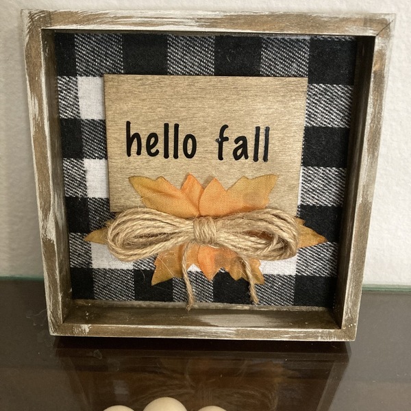 Ξυλινο φθινοπωρινο Διακοσμητικο Hello Fall - ύφασμα, ξύλο, διακοσμητικά - 2