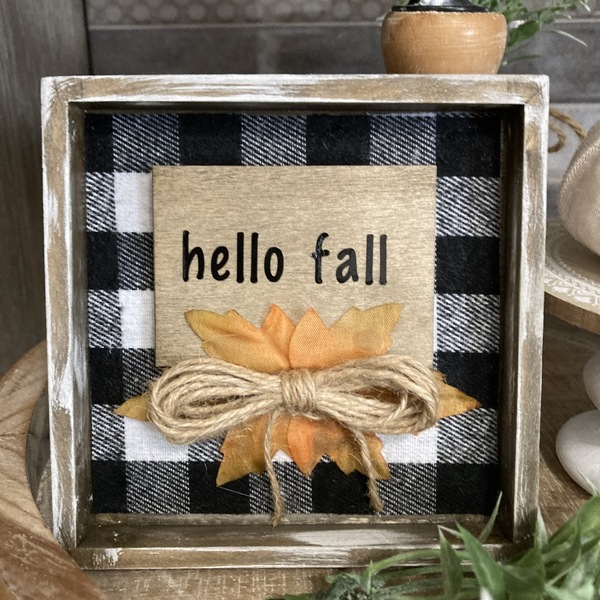 Ξυλινο φθινοπωρινο Διακοσμητικο Hello Fall - ύφασμα, ξύλο, διακοσμητικά - 3