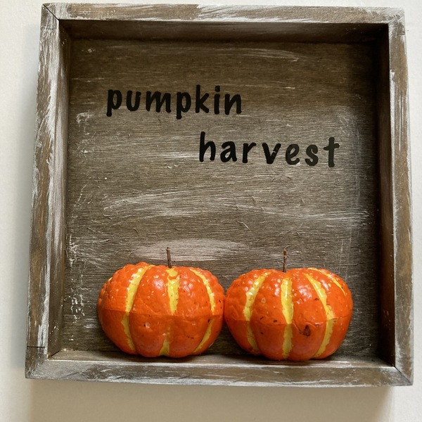 Διακοσμητικο φθινοπωρινο Καδρακι Απο Ξυλο Pumpkin Harvest διαστ. 12X 12 - ξύλο, διακοσμητικά