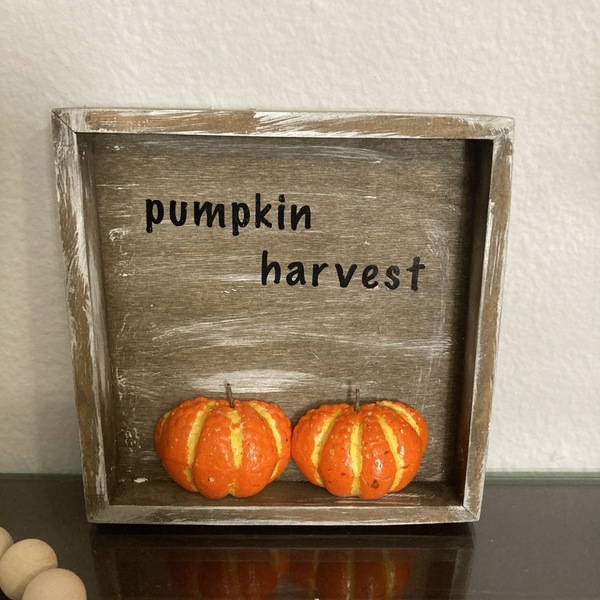 Διακοσμητικο φθινοπωρινο Καδρακι Απο Ξυλο Pumpkin Harvest διαστ. 12X 12 - ξύλο, διακοσμητικά - 4