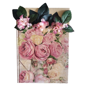 Χειροποίητο τετράδιο 'Τριαντάφυλλα ''vintage''(21*15cm) - τριαντάφυλλο, τετράδια συνταγών, τετράδια & σημειωματάρια