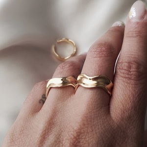 Goldie χρυσό ορειχάλκινο δαχτυλίδι - επιχρυσωμένα, ορείχαλκος, μεγάλα, αυξομειούμενα - 2
