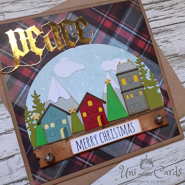 Κάρτα με χριστουγεννιάτικο χωριό - σπιτάκι, ευχετήριες κάρτες - 3