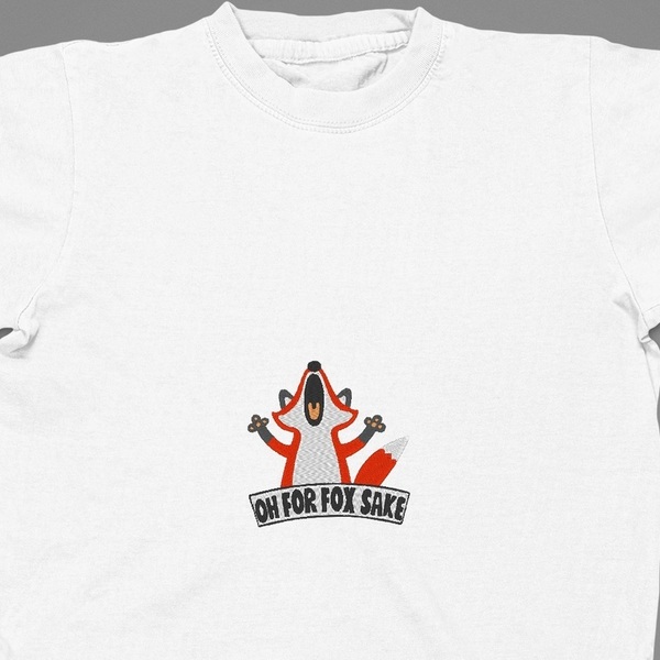 Βαμβακερό μπλουζάκι με κεντητό σχέδιο αστεια αλεπου - βαμβάκι, κεντητά, δώρο