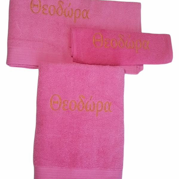 πετσέτες σετ 3τμχ με κέντημα όνομα - set, πετσέτες