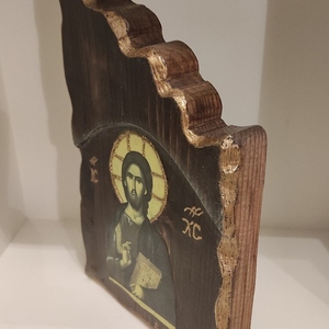 Ντεκουπάζ σε ξύλο, χειροποίητο, εικόνα Ιησούς Χριστός - πίνακες & κάδρα, εικόνες αγίων - 2