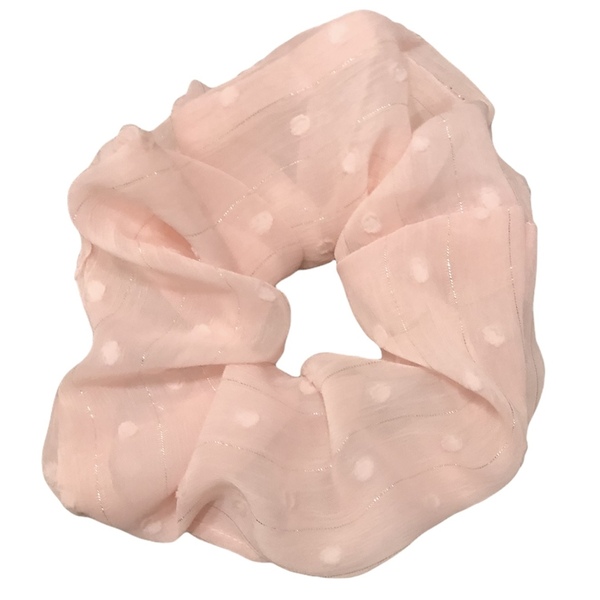 Σετ 2 τεμ. χειροποίητα scrunchies σε παλ αποχρώσεις λευκού ροζ - λαστιχάκια μαλλιών - 3