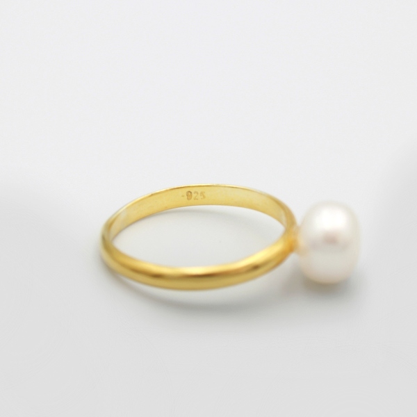 Margot δαχτυλίδι από ασήμι επιχρυσωμένο με μαργαριτάρι του γλυκού νερού - ασήμι, μαργαριτάρι, επιχρυσωμένα, σταθερά - 4