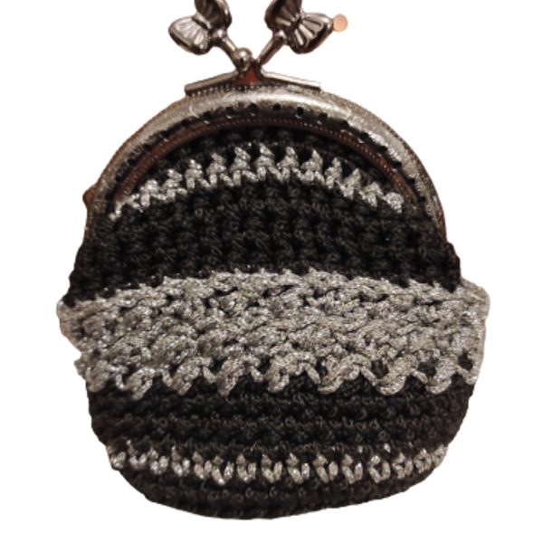 Πορτοφόλι χειροποίητο με κούμπωμα, βελονάκι, κλειδαριά φιλί - crochet, πορτοφόλια κερμάτων