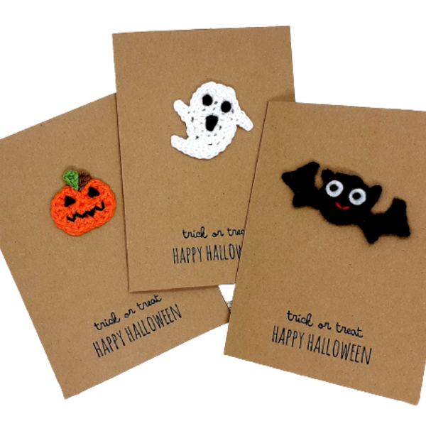 Κάρτες με πλεκτά σχέδια Halloween - γενέθλια, halloween, κολοκύθα