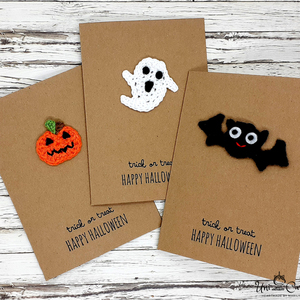 Κάρτες με πλεκτά σχέδια Halloween - γενέθλια, halloween, κολοκύθα - 5