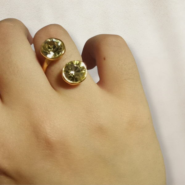 Χειροποίητο χρυσό δαχτυλίδι με Jonquil πέτρα - επιχρυσωμένα, μικρά, αυξομειούμενα, φθηνά