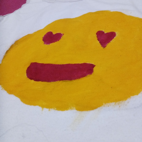 Χειροποίητη μπλούζα emoji με καρδούλες ζωγραφισμένη στο χέρι - παιδικά ρούχα - 2