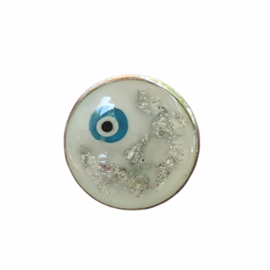 Δαχτυλίδι με ματάκι και flakes από ασήμι - γυαλί, επάργυρα, ατσάλι, μεγάλα, αυξομειούμενα