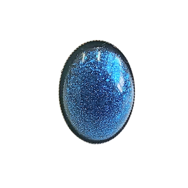 Δαχτυλίδι οβάλ σε μπρούντζινη βάση και μπλε καμπουσον ρητίνης - γυαλί, μπρούντζος, μεγάλα, αυξομειούμενα, φθηνά - 2