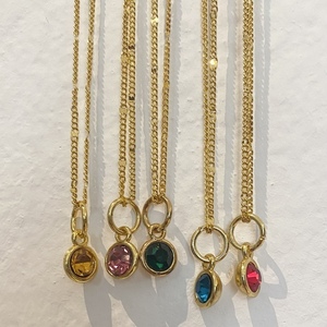 Κολιέ με αλυσίδα και κρυσταλλακι - Colorful diamond - charms, επιχρυσωμένα, ορείχαλκος, swarovski, κοντά - 4