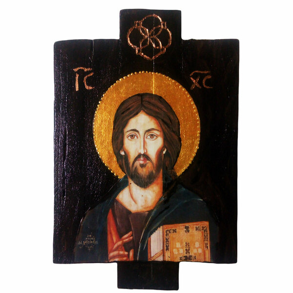 Χειροποίητη Εικόνα Του Ιησού Χριστού Σε Φυσικό Ξύλο 19x27cm - πίνακες & κάδρα, δωμάτιο παιδιών, πίνακες ζωγραφικής