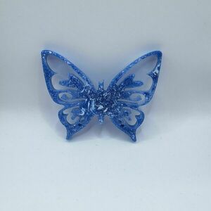 Διακοσμητική μπλε πεταλούδα με μοναδικές λεπτομερείς από υγρό γυαλί 7cm x 5.50cm - γυαλί, δώρο, κλειδί, διακοσμητικά, σπιτιού - 3