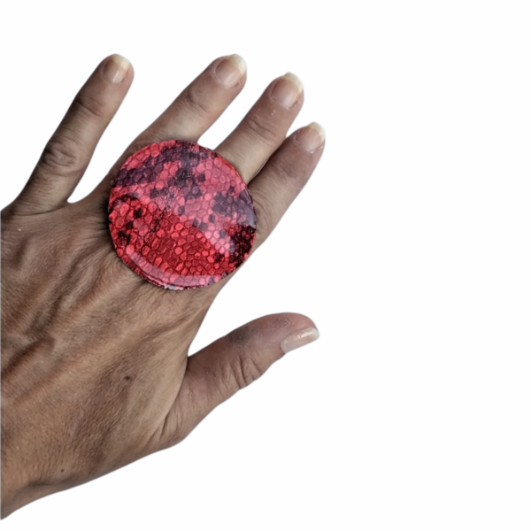 Δαχτυλίδι απο δερματίνη - γυαλί, μεγάλα - 3