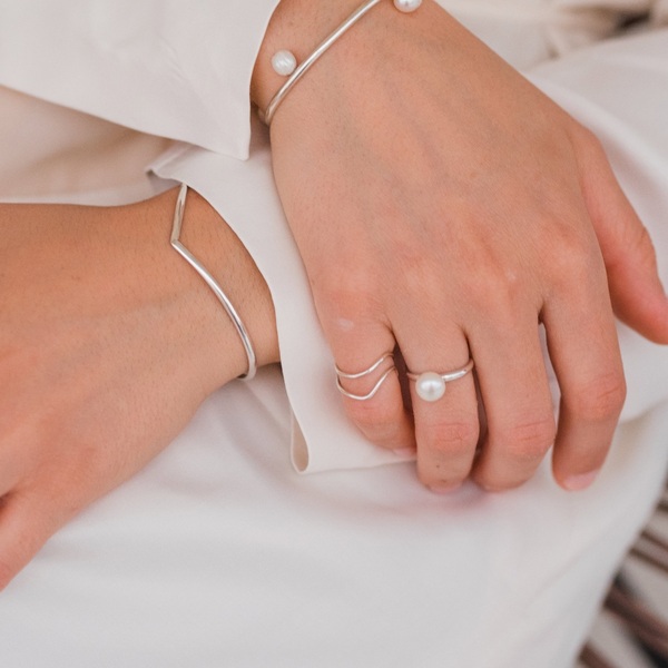 Margot δαχτυλίδι από ασήμι 925 με μαργαριτάρι του γλυκού νερού - ασήμι, μαργαριτάρι, ασήμι 925, σταθερά - 2