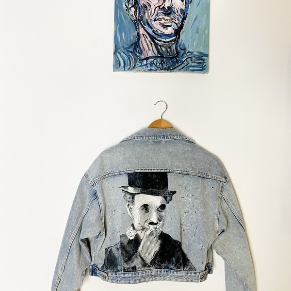 Hand-painted jean jacket/light blue/S-M - ζωγραφισμένα στο χέρι, δώρο, personalised - 5