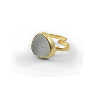 "Crystal Seaglass ring" - Xειροποίητο επίχρυσο 18κ ματ δαχτυλίδι με γυαλάκι της θάλασσας!-Αντίγραφο - επιχρυσωμένα, αυξομειούμενα, γυαλί