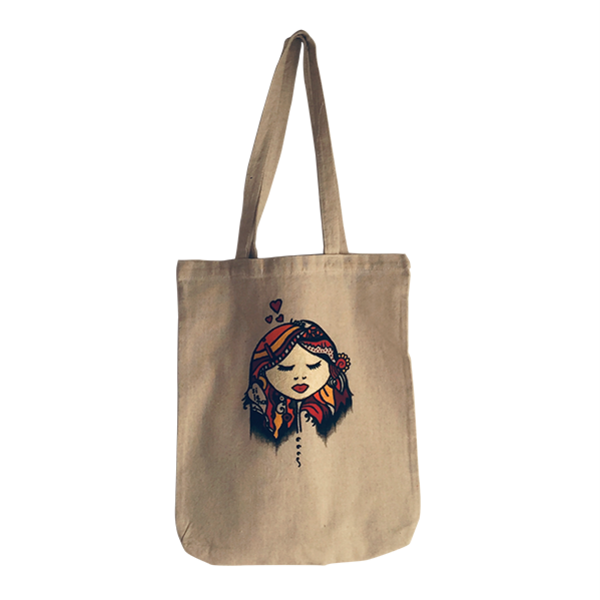 "dreamy girl" custom made hand painted tote bag - ύφασμα, ώμου, all day, tote, πάνινες τσάντες