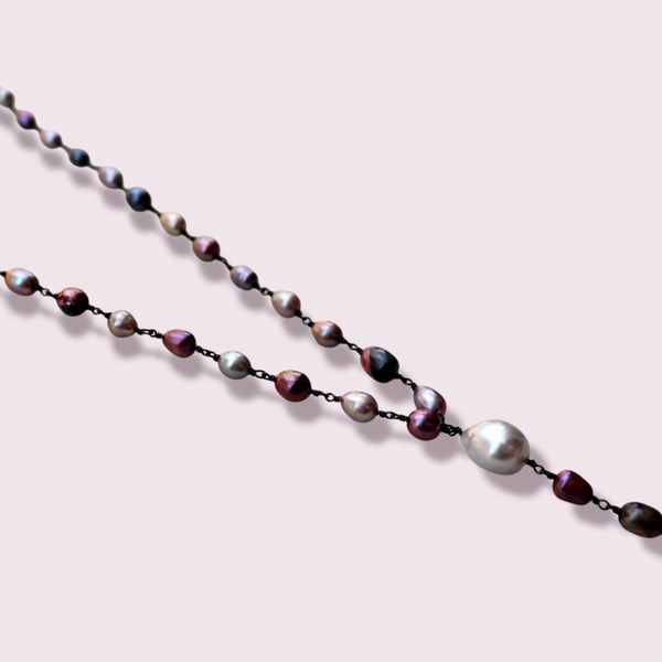 Ροζάριο multi μαργαριτάρια με μαύρο σύρμα σχήμα - ημιπολύτιμες πέτρες, χαλκός, μακριά, ροζάριο, πέρλες - 3