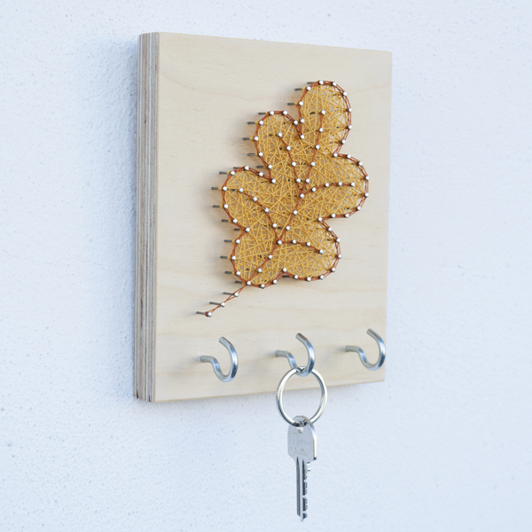 Ξύλινη κλειδοθήκη με σχέδιο φύλλο 18x15cm - δώρο, φύλλο, φθινόπωρο, κλειδοθήκες - 3