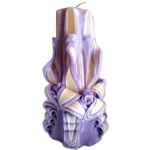 Σκαλιστό αρωματικό κερί ιβουάρ-μωβ 24×14cm - αρωματικά κεριά, διακόσμηση, πρωτότυπα δώρα, δώρα γάμου