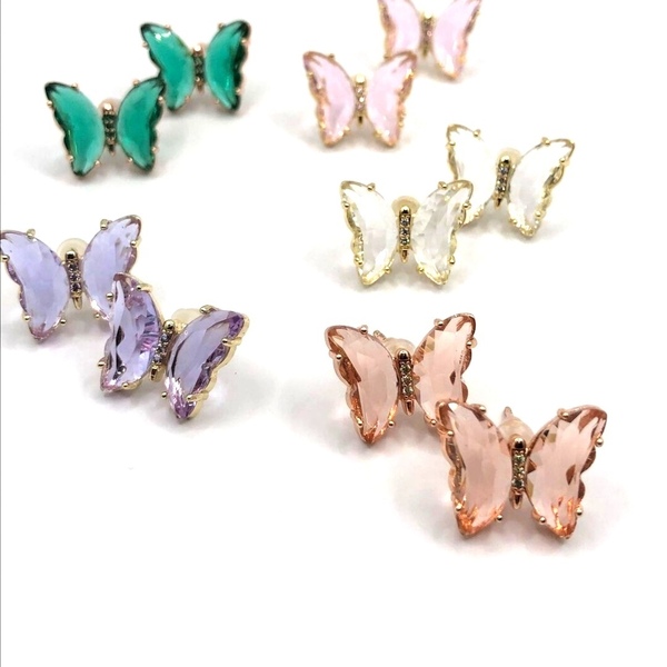 Locker Stainless steel butterfly earrings - καρφωτά, ατσάλι, καρφάκι - 2