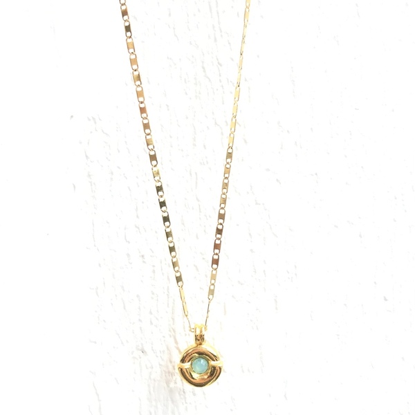 Karma necklace - charms, κοντά, ατσάλι, μπλε χάντρα