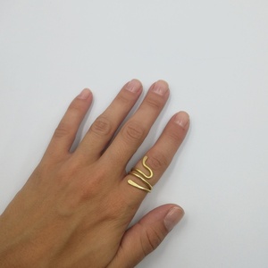 Νέφθυς δαχτυλίδι από ορείχαλκο σφυριλατημένο - ορείχαλκος, boho, μεγάλα, αυξομειούμενα, φθηνά - 3