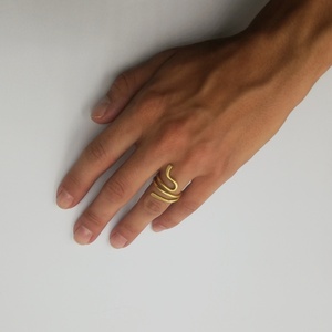 Νέφθυς δαχτυλίδι από ορείχαλκο σφυριλατημένο - ορείχαλκος, boho, μεγάλα, αυξομειούμενα, φθηνά - 4