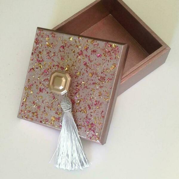 Ξύλινο κουτί μεταλλικό ροζ με υγρό γυαλί - ξύλο, οργάνωση & αποθήκευση, κοσμηματοθήκη, γιορτή της μητέρας - 4