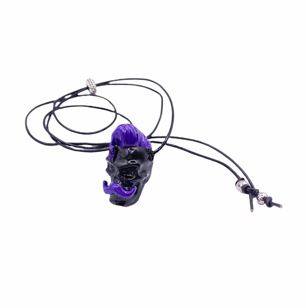 Skull Hipster 2 ανδρικο κολιε PLA Purple Edition - γυαλί, κολιέ, μακριά, δώρα για άντρες, 3d εκτύπωση