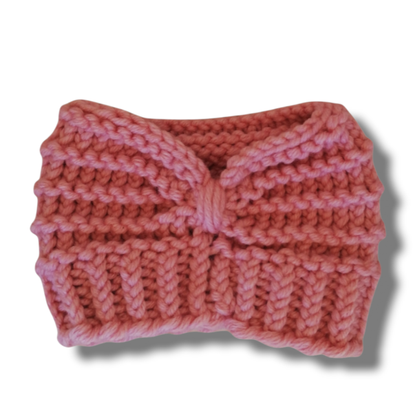 Knitted headband |Πλεκτή κορδέλα μαλλιών Ροζ πούδρα - νήμα, ακρυλικό, σκουφάκια, headbands