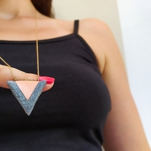 The Triangle necklace - charms, πηλός, μακριά, ατσάλι - 3